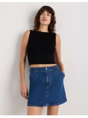 Quince Stretch Denim Mini Skirt in Obsidian Blue